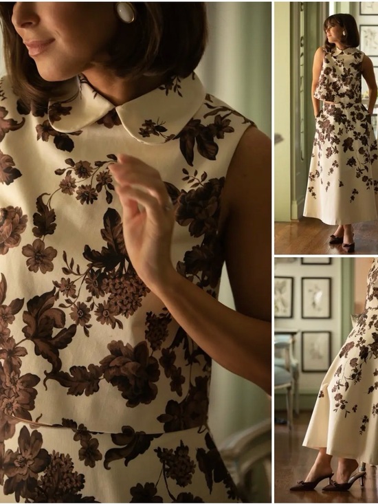 ANTONIO MELANI Tops - ANTONIO MELANI Cream Floral Sleeveless Top with Brown Print